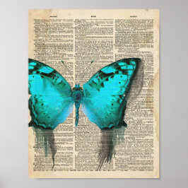 Antik fransk ordbok med Blå fjäril Poster