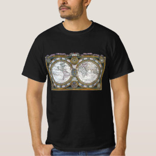 Antik gammal världskarta av Claude Auguste Berey Tee Shirt