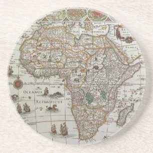 Antik gammal världskarta över Afrika av Blaeu, ca Underlägg Sandsten