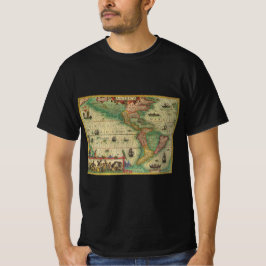 Antik gammal världskarta över Amerika av Hondius T Shirt