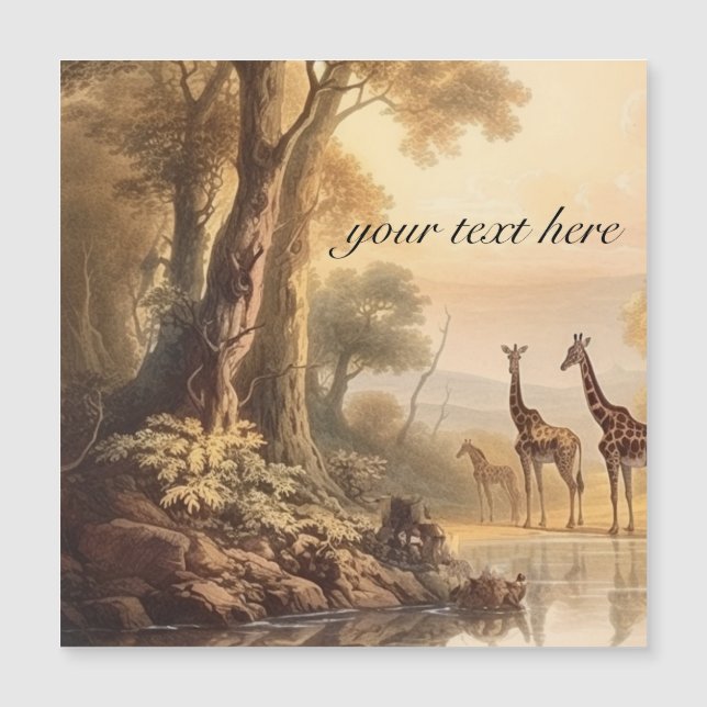 Antik Giraff Familj Botanisk Personlig Gåva (Framsida)