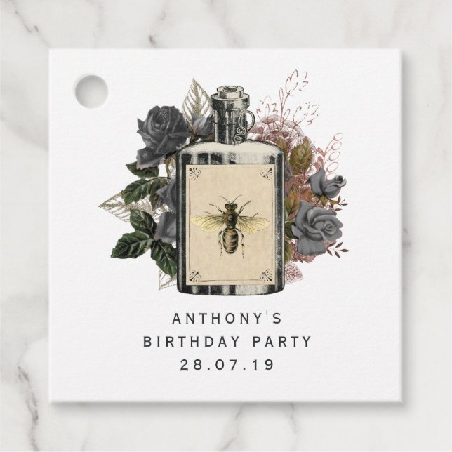 Antik gotisk blomsterflask för dryck gåvor etiketter (Framsida)