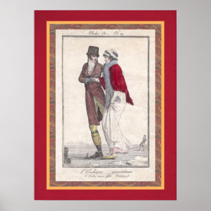 Antik gravyr för romantisk vintageskridskoåkning poster