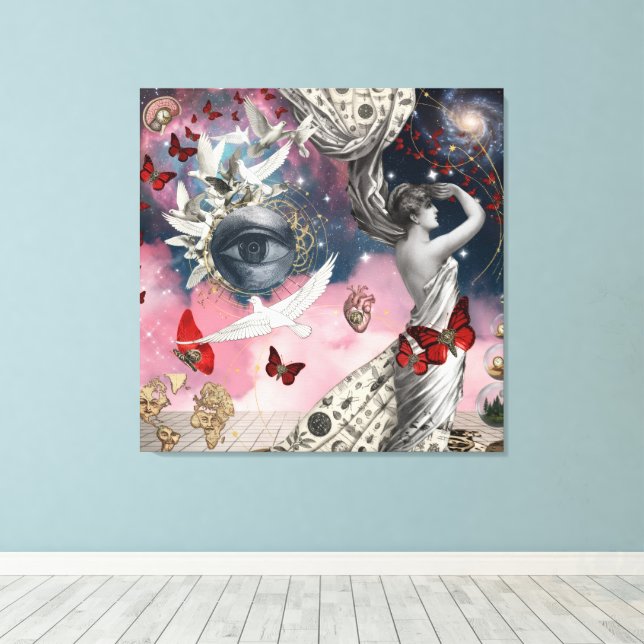 Antik gravyr Surreal Dadaism Collage Konst Canvastryck (Insitu (trägolv))