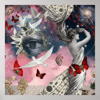 Antik gravyr Surrealistisk Dadaism Kollagekonst Poster
