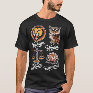 Antik grekisk filosofi och de fyra pelarna av t shirt