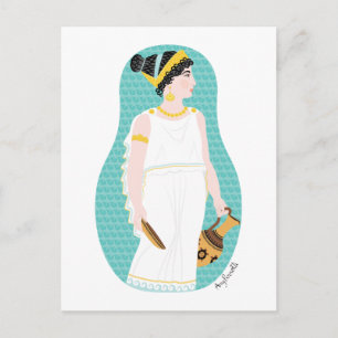 Antik Grekisk Matryoshka Postkort Vykort