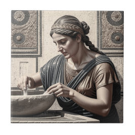 Antik grekisk mosaik kvinna hemplatta kakelplatta