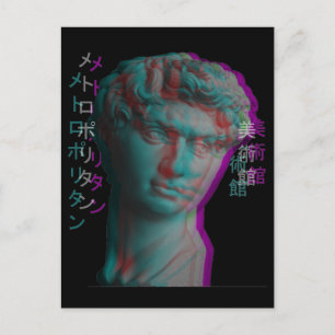 Antik grekisk skulptur Vaporwave Staty Huvud Vykort