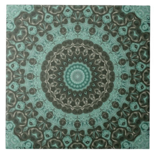 Antik grön mandala mönsterdesign kakelplatta