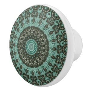 Antik grön mandala mönsterdesign knopp