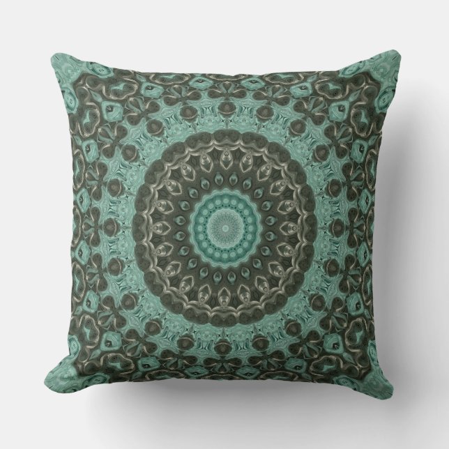 Antik grön mandala mönsterdesign kudde (Framsida)
