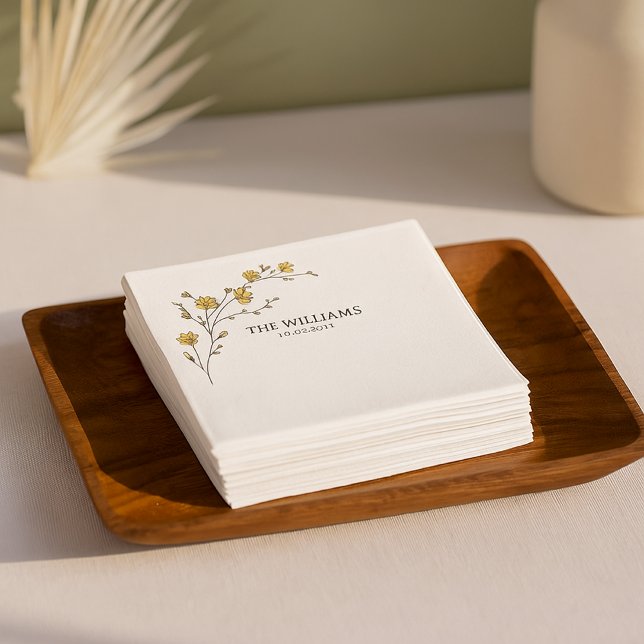 Antik Gul Blommig Rustik Bröllop Pappersservett (Skapare uppladdad)