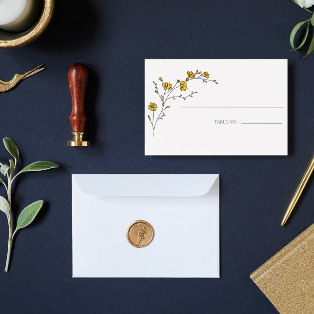 Antik gul blomsterram Rustik bordskortnummer Placeringskort (Skapare uppladdad)