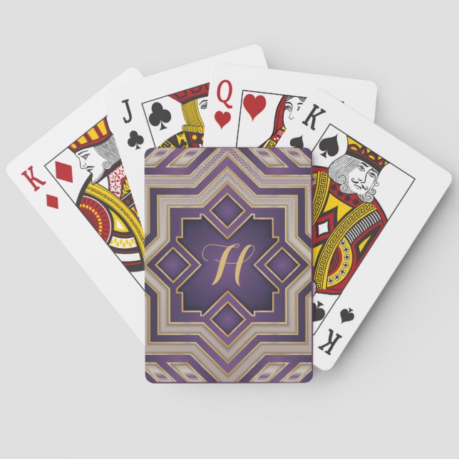 Antik Guld Barock Geometrisk Initial Design Casinokort (Baksidan)