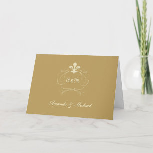 Antik guld bröllop Fleur de Lis tack Kort