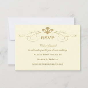 Antik Guld Fleur de Lis Bröllop RSVP-kort OSA Kort
