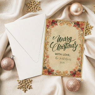 Antik Guld Jul Julkort