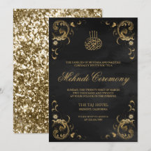 Antik Guld Ram Svart Islamisk Mehndi