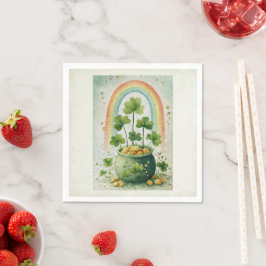 Antik guldgryte och regnbåge pappersservett