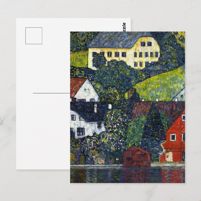 Antik Gustav Klimt Hus Unterach Attersee Konst Vykort (Fram/baksida)