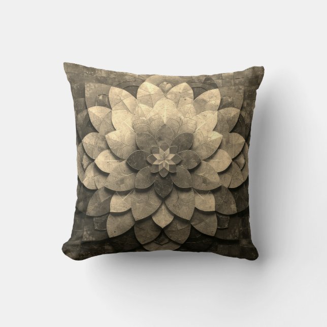 Antik gyllene mandala-konst texturerad blomma kudde (Framsida)