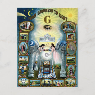 Antik hantverk frimureri Masonic Hazen Vykort