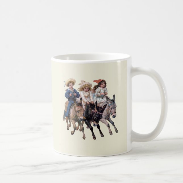 Antik häst ponny barn konst kaffemugg (Höger)