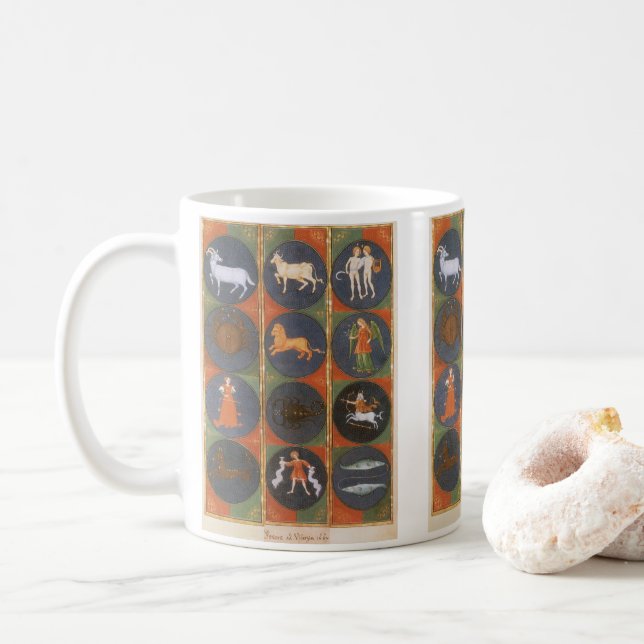 Antik himmelsk karta, astrologisk zodiakskarta, 14 kaffemugg (Med munk)