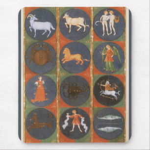 Antik himmelsk karta, astrologisk zodiakskarta, 14 musmatta