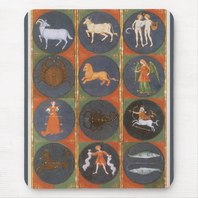 Antik himmelsk karta, astrologisk zodiakskarta, 14 musmatta (Framsidan)