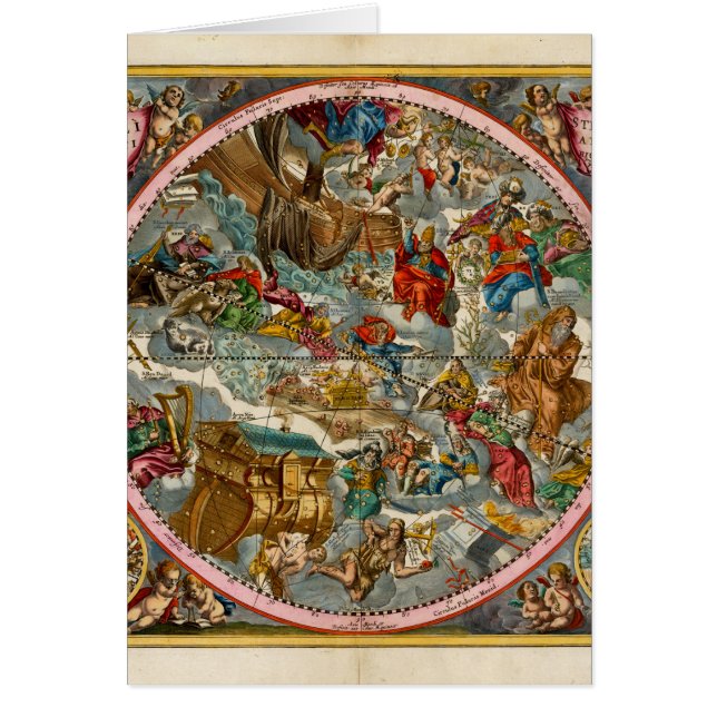 Antik himmelskarta I Hälsningskort (Framsidan)