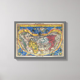 Antik hjärtformad världskarta av Peter Apian 1520 Canvastryck