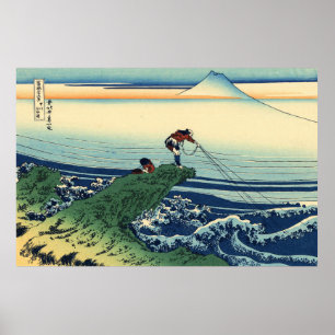 Antik Hokusai Kajikazawa Fiskaren Konst Poster