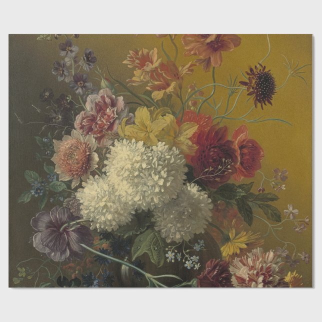 Antik Holländsk mästare Blommor Georgius van Os 18 Presentpapper (Platt)