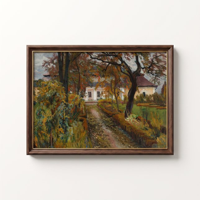 Antik höstgodsaffisch poster (Antique Autumn Manor House Poster - close-up view (frame/decor not included))