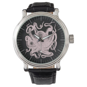 Antik illustration - bläckfisk gravyr armbandsur