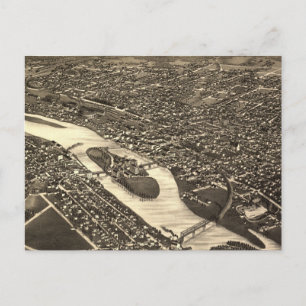 Antik illustrerad karta över Aurora Illinois (1882 Vykort