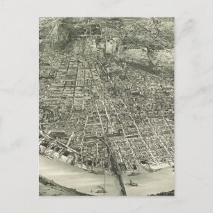 Antik illustrerad karta över Cincinnati (1900) Vykort
