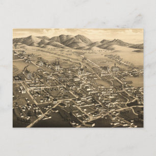 Antik illustrerad karta över Santa Fe (1882) Vykort