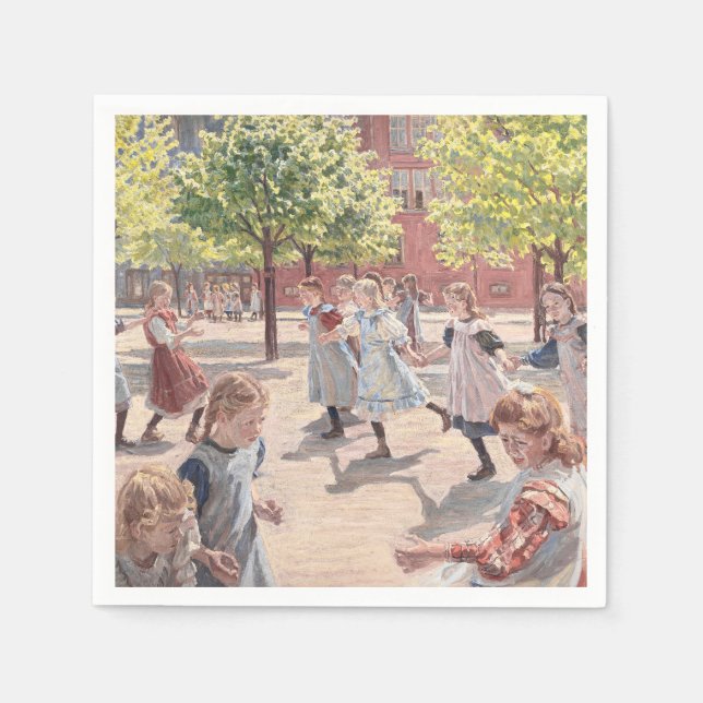 Antik Impressionistisk Solbelyst Parkkonst Pappersservett (Framsidan)