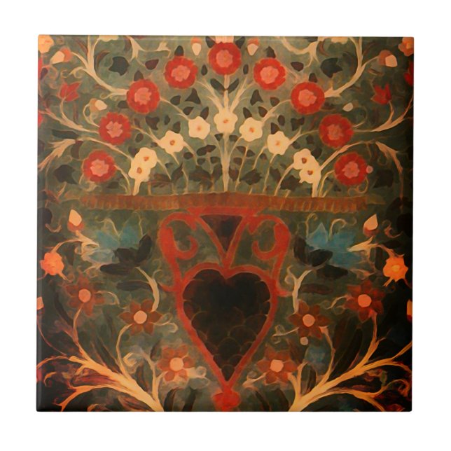 Antik indisk textildesign kakelplatta (Framsidan)