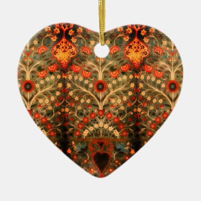 Antik indisk textildesign - lägg till namn julgransprydnad keramik (Framsidan)