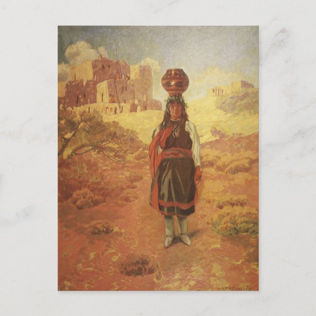 Antik indisk vattenbärare av EW Rollins Vykort (Framsida)