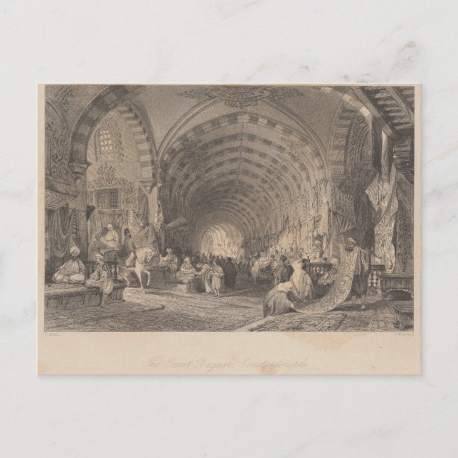 Antik Istanbul Konstantinopel Stora Bazar Vykort (Framsida)