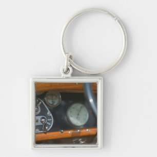 antik jaguar 2 fyrkantig silverfärgad nyckelring