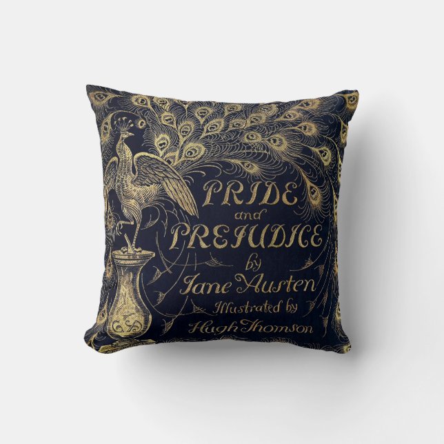 Antik Jane Austen Stolthet och fördom Påfågel Kudde (Framsida)