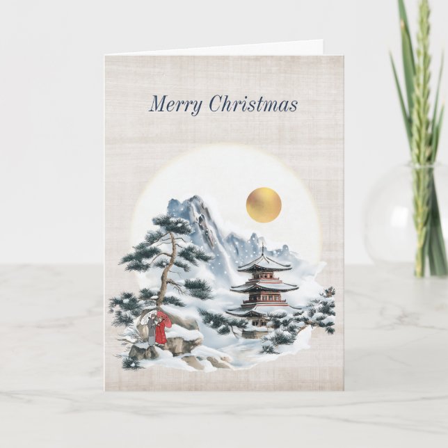 Antik japansk julkort helgkort (Framsida)