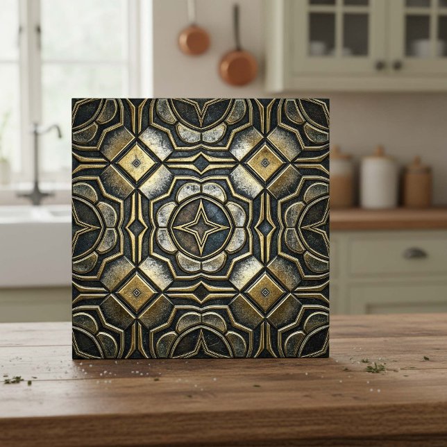 Antik järn industriell geometrisk #10 ID1227 Kakelplatta (Skapare uppladdad)