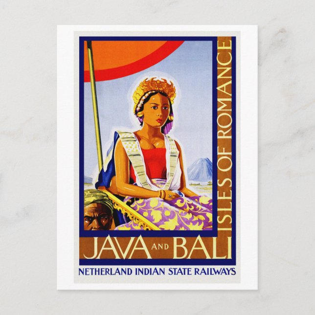 Antik Java och Bali Indonesien med järnvägar Vykort (Framsida)